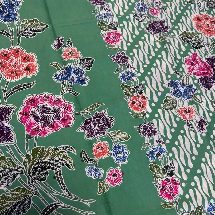 Stalks of Flowers with Parang motif Seafoam - Green