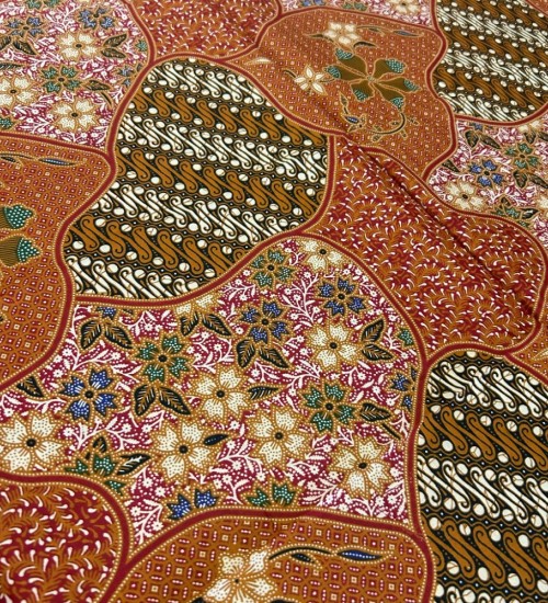Traditional Padi Field Motif Batik - Red