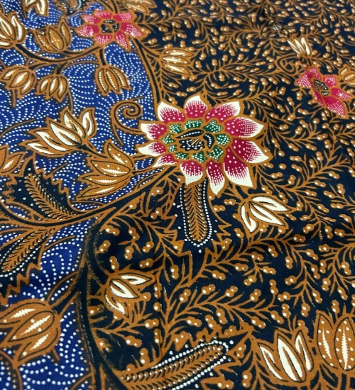 Traditional Flowers Motif Border - Blue